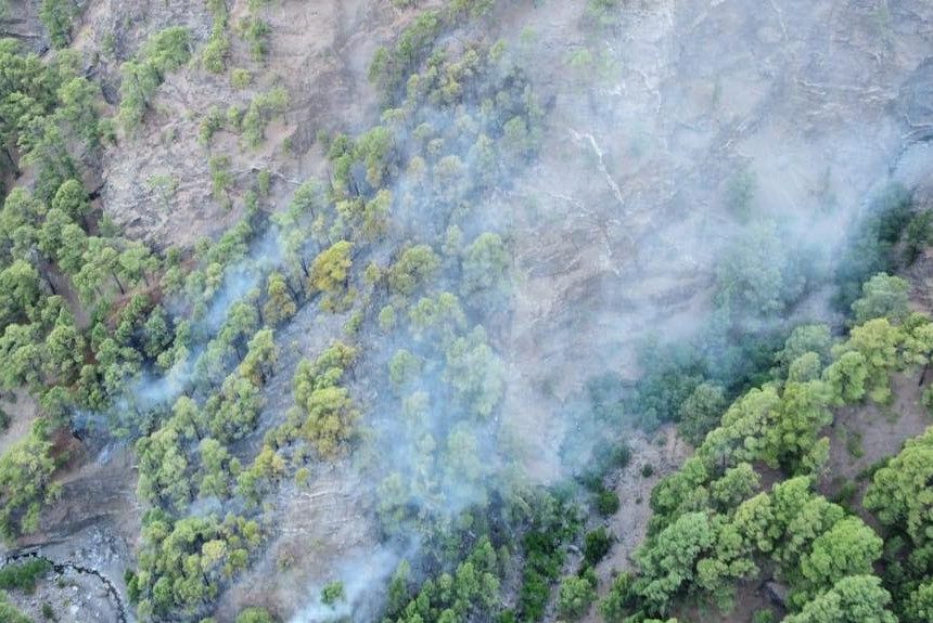 Estabilizado el conato de incendio que afectaba a La Caldera de Taburiente