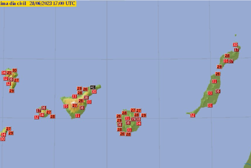 Las temperaturas superaron los 35 grados en La Palma este miércoles