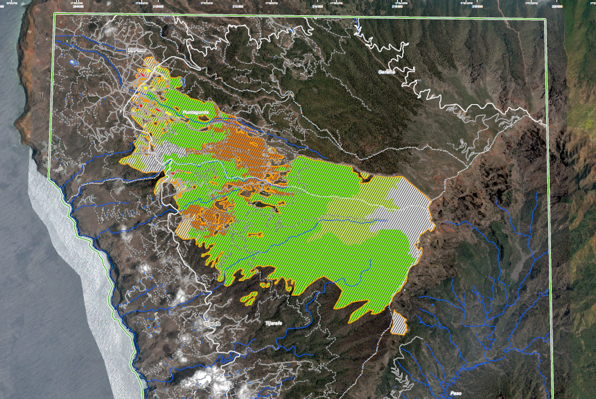 Copernicus cifra en 2.240,2 las hectáreas afectadas por el incendio en La Palma
