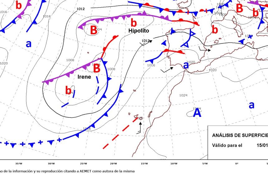 BORRASCA IRENE Alerta por vientos en La Palma a partir de las 6 de la tarde de este lunes