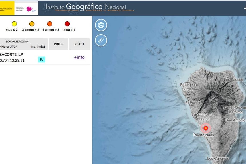 FORMATO TERREMOTO JUNIO 2024 Un terremoto de magnitud 2,2 fue sentido en varios lugares del Valle de Aridane