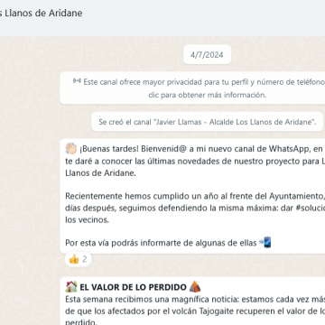 El alcalde de Los Llanos de Aridane crea un canal de Whatsapp para difundir su gestión