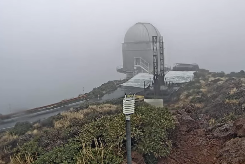 Más de 60 litros acumulados en el Roque de los Muchachos por la borrasca Claudia
