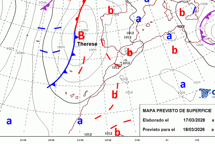 La borrasca Therese activa la alerta por viento y fuerte oleaje en La Palma este miércoles